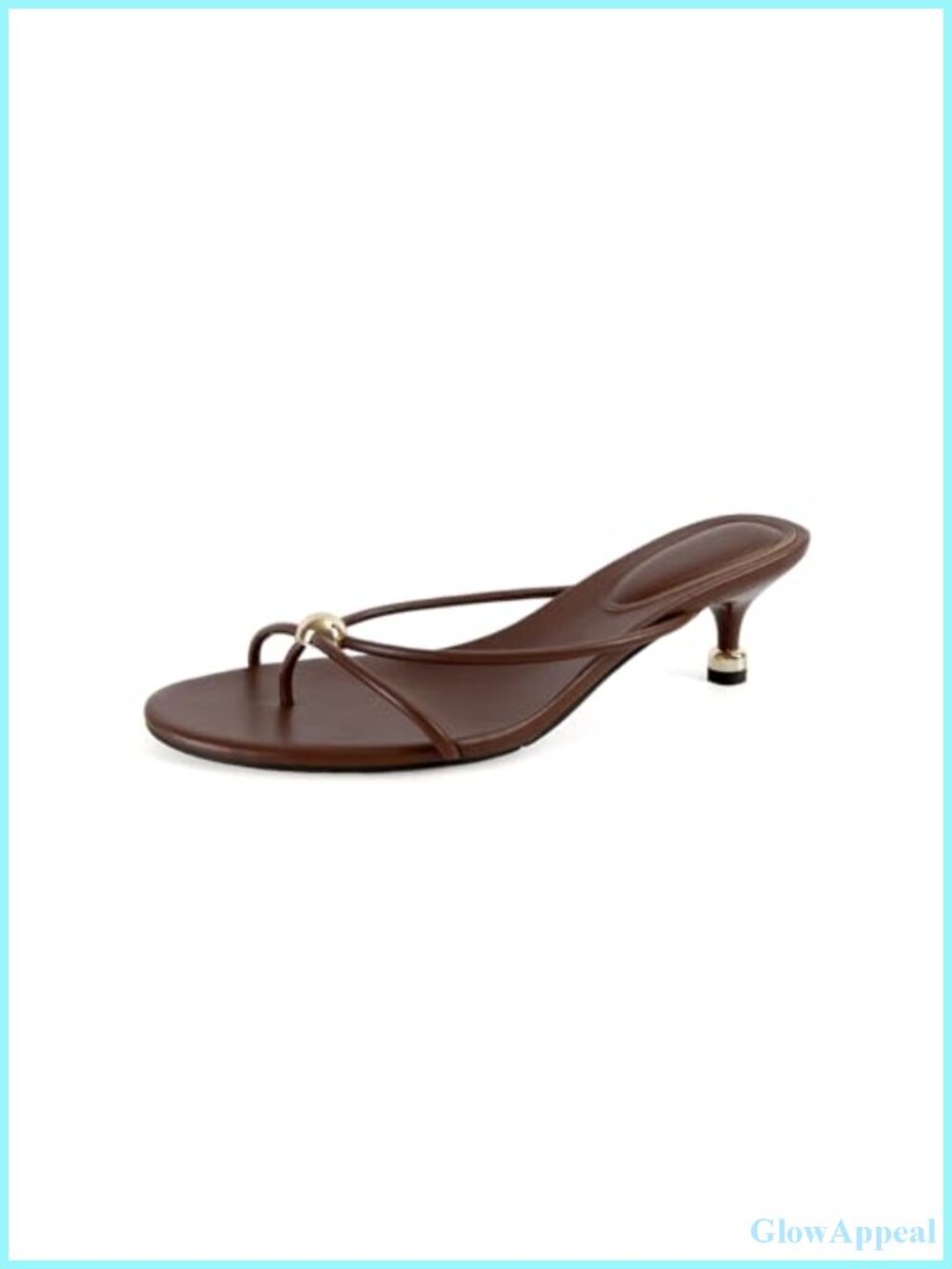 Kitten Heel Flip Flop Sandals Open Toe Slip On Faux Leather